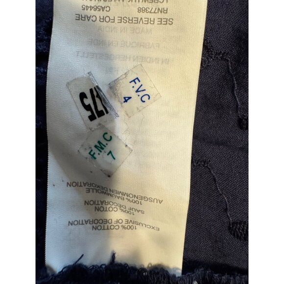 J Crew A Line Dress 10 Tall Navy Blue Eyelet Puff Long Sleeve Cotton Washable - Picture 9 of 11